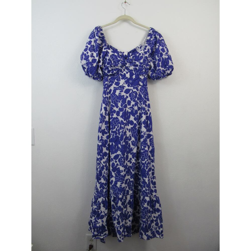 Free The Roses Medium Purple White Floral Print Maxi Dress Open Back Romantic